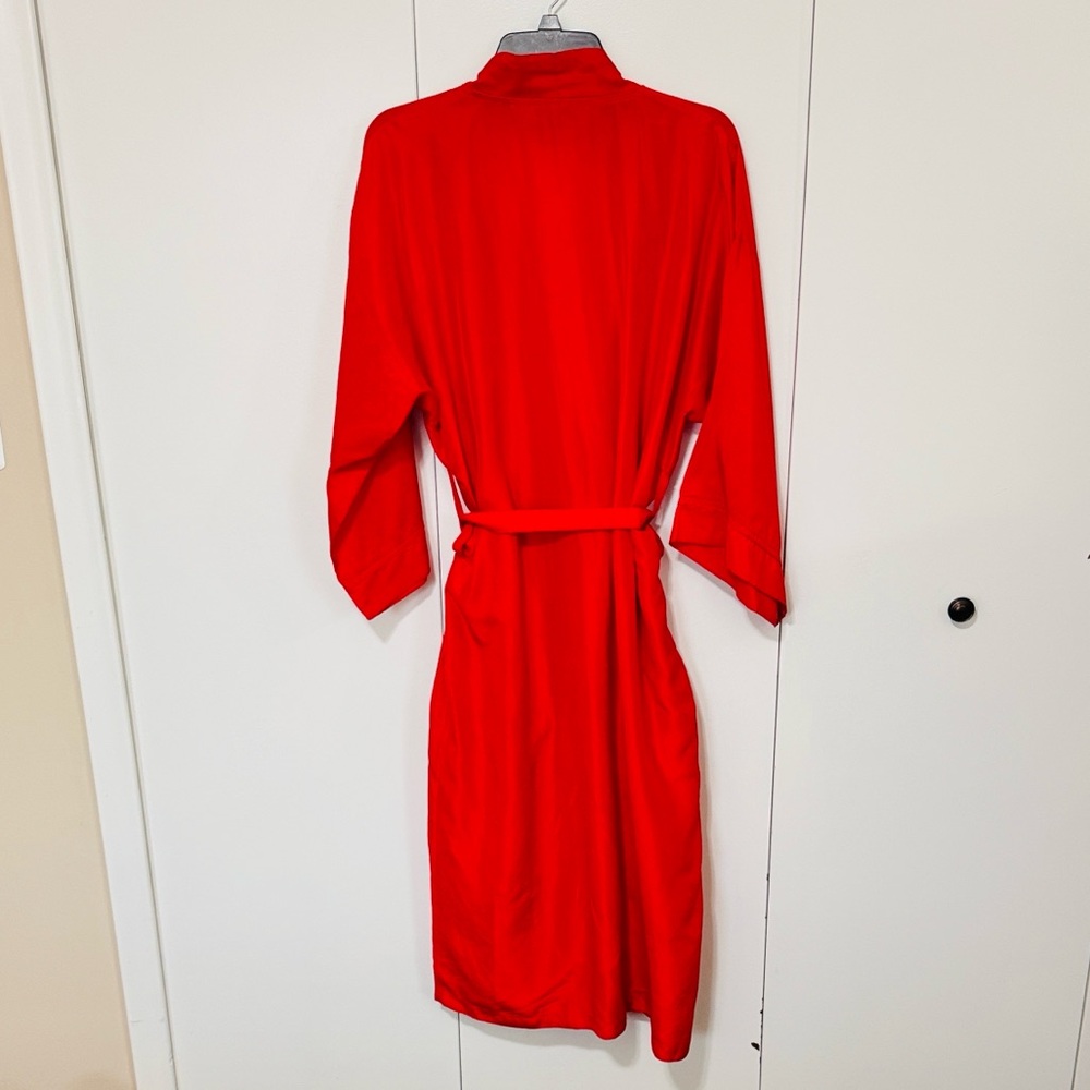 Vintage Dior Red Silk-Blend Kimono Robe with Self-Tie old money - Picture 4 of 4